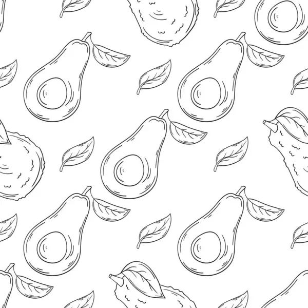 Avokado. Tek renkli meyve deseni elde çizim tarzında. Mönü ya da mutfak için desen. Yazdır