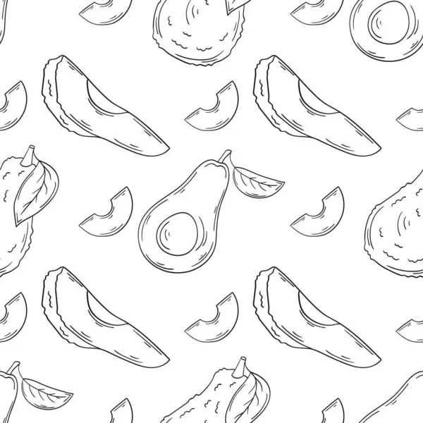 Avokado. Tek renkli meyve deseni elde çizim tarzında. Mönü ya da mutfak için desen. Tasarım, tekstil, kumaş, duvar kağıdı, ambalaj kağıdı, dekorasyon vesaire için yazdır