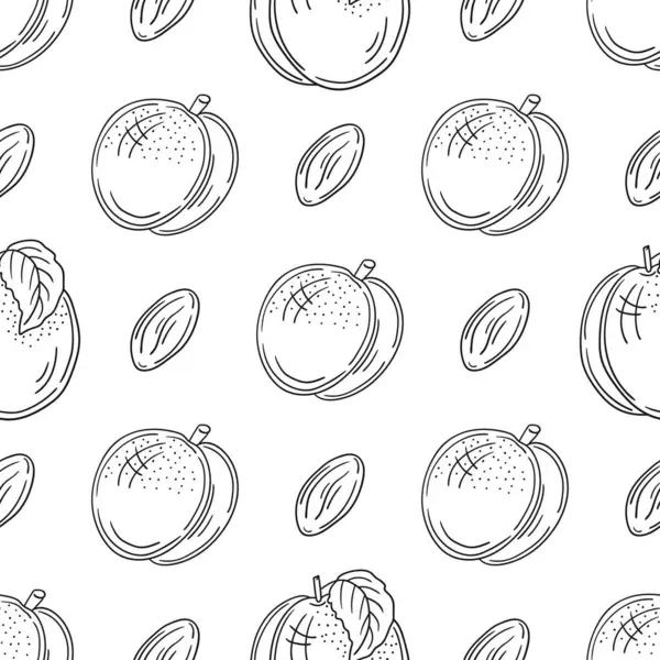 Kayısı, şeftali. Tek renkli desen elde çizim tarzında. Mönü ya da mutfak için desen. Yazdır