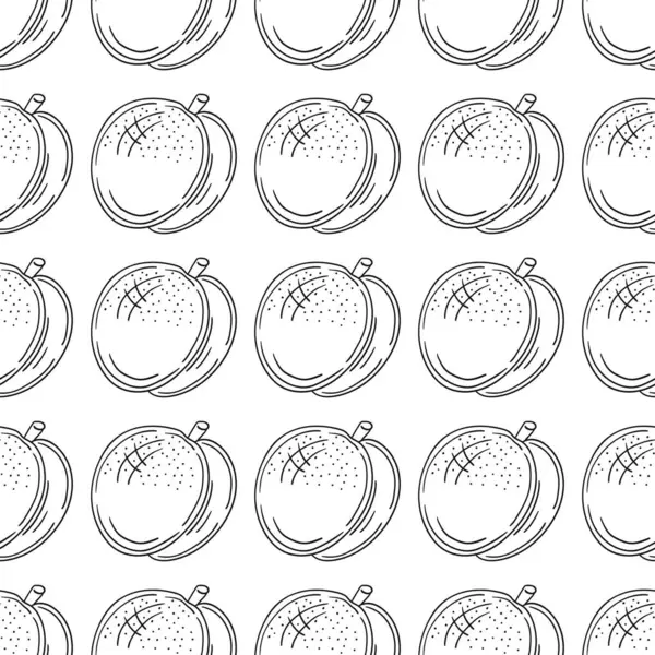 Kayısı, şeftali. Tek renkli meyve deseni elde çizim tarzında. Mönü ya da mutfak için desen. Tasarım ve tekstil için yazdır