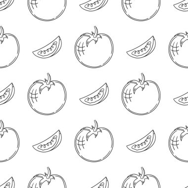 Domates. Tekstil ya da mutfak tarzı. Tek renkli sebze deseni. Tasarım, tekstil, kumaş için yazdır
