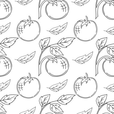 Domates. Tekstil ya da mutfak tarzı. Tek renkli sebze deseni. Tasarım, tekstil, kumaş, duvar kağıdı, ambalaj için yazdır