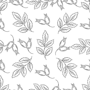 Rosehip 'te. Tek renkli çiçek desenli. Tekstil için el çizimi biçimi