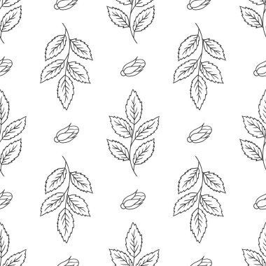 Rosehip 'te. Eldeki tekstil ya da mutfak için tek renkli çiçek deseni