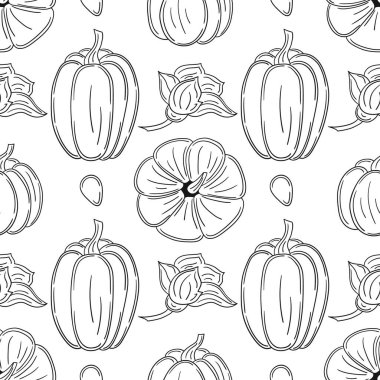 Balkabağım. Tekstil ya da mutfak tarzı. Tek renkli sebze deseni. Tasarım, tekstil, kumaş, duvar kağıdı, ambalaj kağıdı, dekorasyon