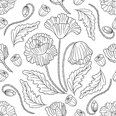 Haşhaş Tek renkli çiçek desenli. Tekstil ya da mutfak tarzı. Tasarım, tekstil, kumaş için yazdır