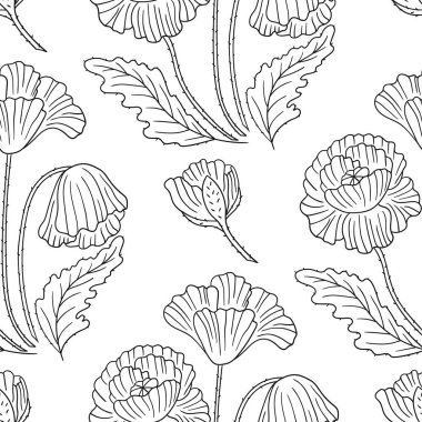 Haşhaş Tek renkli çiçek desenli. Tekstil ya da mutfak tarzı. Tasarım, tekstil, kumaş, duvar kağıdı için yazdır