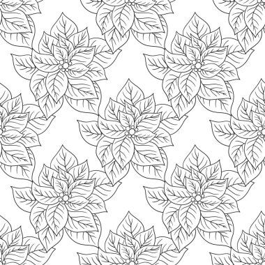 Zehirlenme. Elinde kusursuz bir Noel çizimi var. Tekstil ya da mutfak için tek renkli. Tasarım, tekstil, kumaş, duvar kağıdı için yazdır