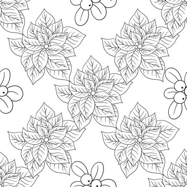 Zehirlenme. Tek renkli Noel deseni elde çizim tarzında. Tekstil ya da mutfak için desen. Yazdır