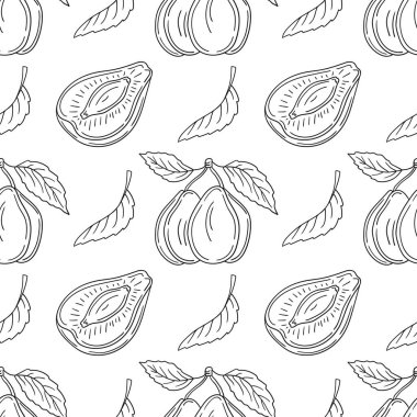 Erik. Tekstil ya da mutfak için desen. Tek renkli meyve deseni elde çizim tarzında. Tasarım için yazdır