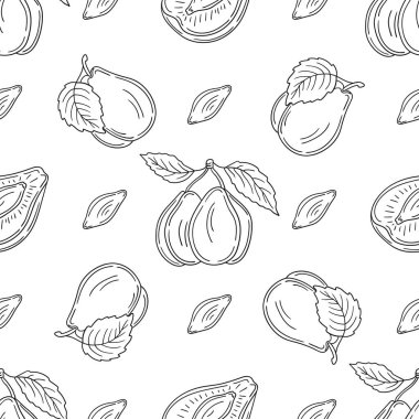 Erik. Tekstil ya da mutfak için desen. Tek renkli meyve deseni elde çizim tarzında. Tasarım, tekstil, kumaş, duvar kağıdı, ambalaj kağıdı, dekorasyon vesaire için yazdır