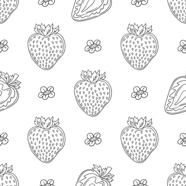 Çilekli. Tekstil ya da mutfak için desen. Tek renkli böğürtlen deseni elde çizim tarzında. Yazdır