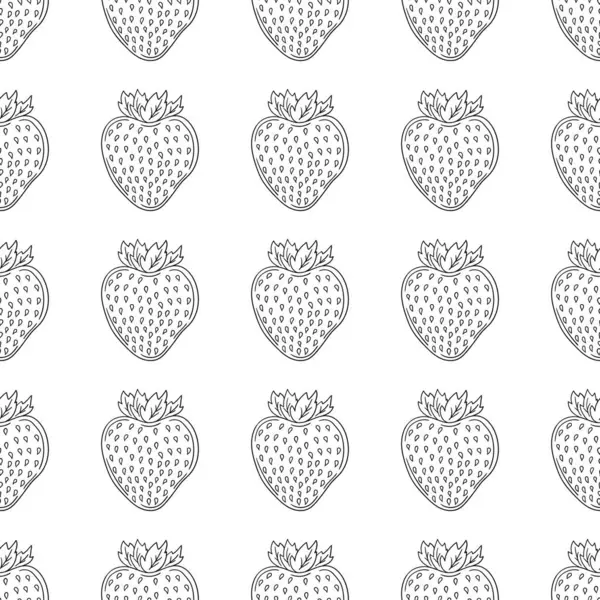 Çilekli. Tekstil ya da mutfak için desen. Tek renkli böğürtlen deseni elde çizim tarzında. Tasarım ve tekstil için yazdır