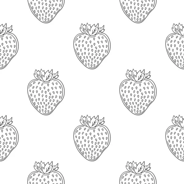 Çilekli. Tekstil ya da mutfak için desen. Tek renkli böğürtlen deseni elde çizim tarzında. Tasarım, tekstil, kumaş için yazdır