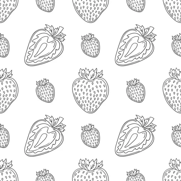 Çilekli. Tekstil ya da mutfak için desen. Tek renkli böğürtlen deseni elde çizim tarzında. Tasarım, tekstil, kumaş, duvar kağıdı, ambalaj kağıdı