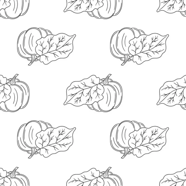 Balkabağım. Tekstil ya da mutfak için desen. Tek renkli sebze deseni elde çizim tarzında. Yazdır