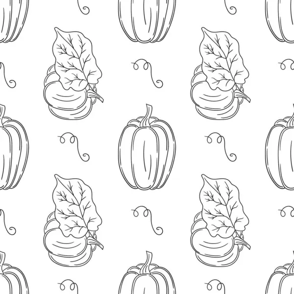 Balkabağım. Tekstil ya da mutfak için desen. Tek renkli sebze deseni elde çizim tarzında. Tasarım, tekstil, kumaş, duvar kağıdı için yazdır