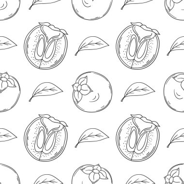 Hurma. Tekstil ya da mutfak tarzı. Tek renkli meyve deseni