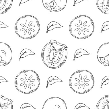 Hurma. Tekstil ya da mutfak tarzı. Tek renkli meyve deseni. Yazdır