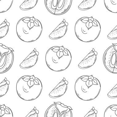Hurma. Tekstil ya da mutfak tarzı. Tek renkli meyve deseni. Tasarım için yazdır