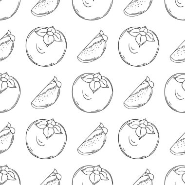 Hurma. Tekstil ya da mutfak tarzı. Tek renkli meyve deseni. Tasarım, tekstil, kumaş, duvar kağıdı için yazdır