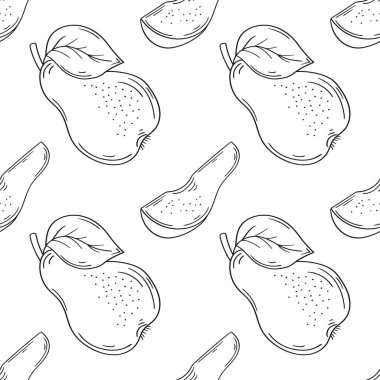 Armut. Tekstil ya da mutfak tarzı. Tek renkli meyve deseni. Tasarım, tekstil, kumaş için yazdır