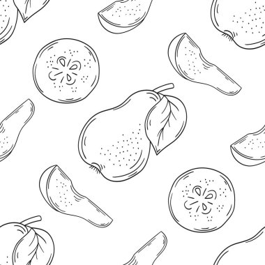 Armut. Tekstil ya da mutfak tarzı. Tek renkli meyve deseni. Tasarım, tekstil, kumaş, duvar kağıdı için yazdır