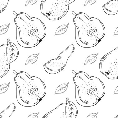 Armut. Tekstil ya da mutfak tarzı. Tek renkli meyve deseni. Tasarım, tekstil, kumaş, duvar kağıdı, ambalaj için yazdır