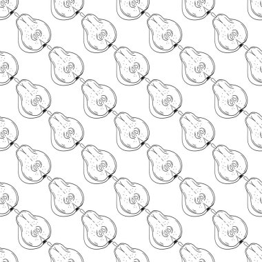 Armut. Tekstil ya da mutfak tarzı. Tek renkli meyve deseni. Tasarım, tekstil, kumaş, duvar kağıdı, ambalaj kağıdı