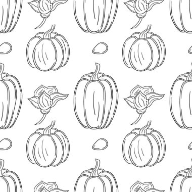 Tekstil ya da mutfak tarzı. Balkabağım. Tek renkli sebze deseni. Yazdır