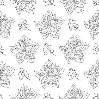 Zehirlenme. Tek renkli Noel deseni elde çizim tarzında. Tekstil ya da mutfak için desen. Tasarım, tekstil, kumaş için yazdır