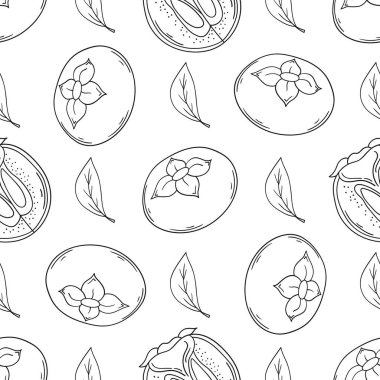 Tekstil ya da mutfak için desen. Hurma. Tek renkli meyve deseni elde çizim biçimi