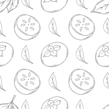 Tekstil ya da mutfak için desen. Hurma. Tek renkli meyve deseni elde çizim tarzında. Tasarım, tekstil, kumaş, duvar kağıdı için yazdır