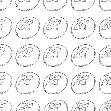 Tekstil ya da mutfak için desen. Hurma. Tek renkli meyve deseni elde çizim tarzında. Tasarım, tekstil, kumaş, duvar kağıdı, ambalaj kağıdı, dekorasyon vesaire için yazdır