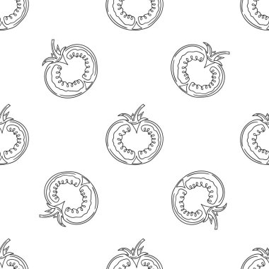 Tekstil ya da mutfak için desen. Tek renkli sebze deseni elde çizim tarzında. Domates. Tasarım, tekstil, kumaş, duvar kağıdı, ambalaj kağıdı, dekorasyon vesaire için yazdır