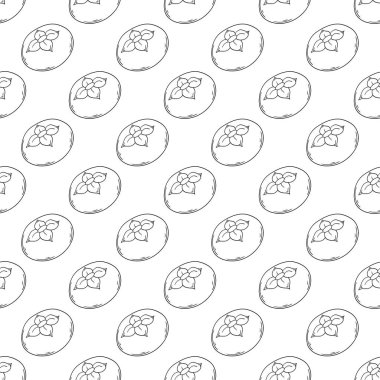 Tekstil ya da mutfak için desen. Tek renkli meyve deseni elde çizim tarzında. Hurma. Tasarım, tekstil, kumaş, duvar kağıdı, ambalaj kağıdı