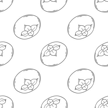 Tekstil ya da mutfak için desen. Tek renkli meyve deseni elde çizim tarzında. Hurma. Tasarım, tekstil, kumaş, duvar kağıdı, ambalaj kağıdı, dekorasyon vesaire için yazdır