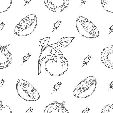 Tekstil ya da mutfak tarzı. Domates. Tek renkli sebze deseni. Tasarım, tekstil, kumaş, duvar kağıdı, ambalaj kağıdı, dekorasyon