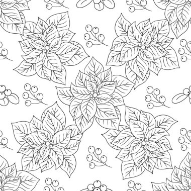 Tek renkli Noel deseni elde çizim tarzında. Zehirli duygu. Tekstil ya da mutfak için desen. Tasarım için yazdır