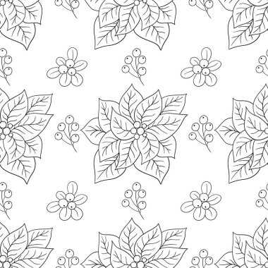 Tek renkli Noel deseni elde çizim tarzında. Tekstil ya da mutfak için desen. Zehirli duygular