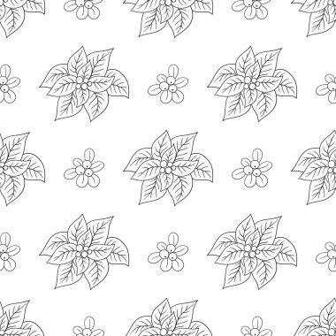 Tek renkli Noel deseni elde çizim tarzında. Tekstil ya da mutfak için desen. Zehirli duygu. Tasarım ve tekstil için yazdır