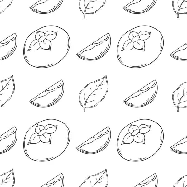 Hurma. Tekstil ya da mutfak için desen. Tek renkli meyve deseni elde çizim tarzında. Tasarım için yazdır