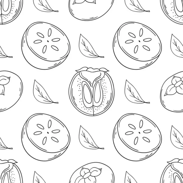 Hurma. Tekstil ya da mutfak için desen. Tek renkli meyve deseni elde çizim tarzında. Tasarım ve tekstil için yazdır