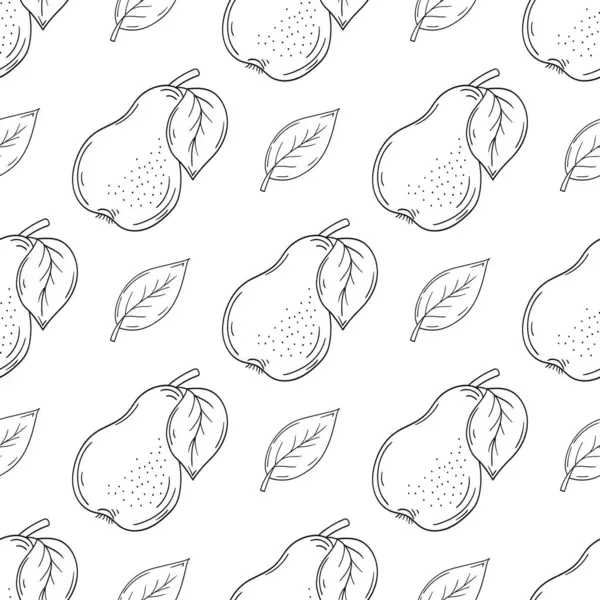 Armut. Tekstil ya da mutfak için desen. Tek renkli meyve deseni elde çizim tarzında. Tasarım, tekstil, kumaş, duvar kağıdı için yazdır
