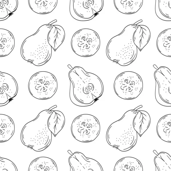 Armut. Tekstil ya da mutfak için desen. Tek renkli meyve deseni elde çizim tarzında. Tasarım, tekstil, kumaş, duvar kağıdı, ambalaj için yazdır