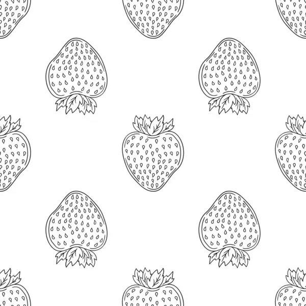 Tekstil ya da mutfak için desen. Çilekli. Tek renkli böğürtlen deseni elde çizim tarzında. Tasarım için yazdır