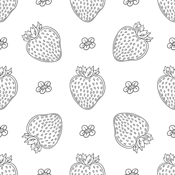 Tekstil ya da mutfak için desen. Çilekli. Tek renkli böğürtlen deseni elde çizim tarzında. Tasarım, tekstil, kumaş, duvar kağıdı için yazdır