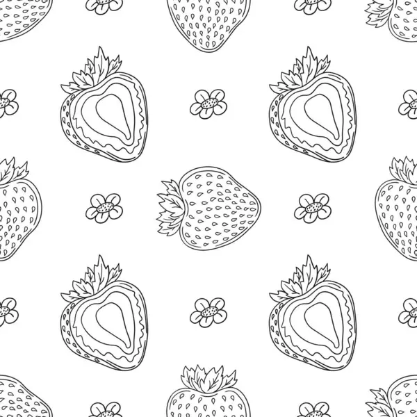 Tekstil ya da mutfak için desen. Çilekli. Tek renkli böğürtlen deseni elde çizim tarzında. Tasarım, tekstil, kumaş, duvar kağıdı, ambalaj kağıdı