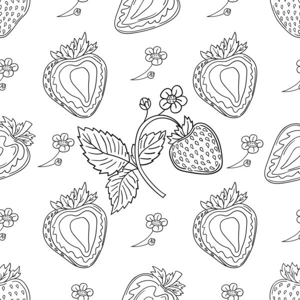 Tekstil ya da mutfak için desen. Çilekli. Tek renkli böğürtlen deseni elde çizim tarzında. Tasarım, tekstil, kumaş, duvar kağıdı, ambalaj kağıdı, dekorasyon