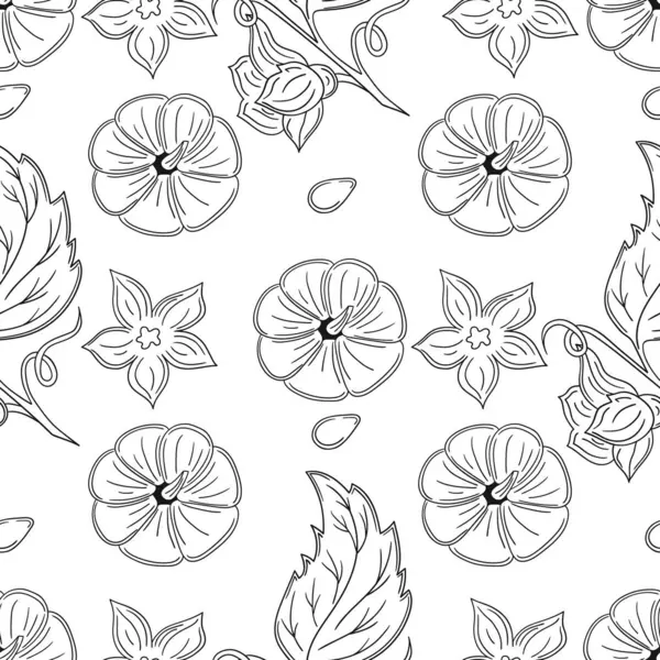 Tekstil ya da mutfak için desen. Balkabağım. Tek renkli sebze deseni elde çizim tarzında. Yazdır